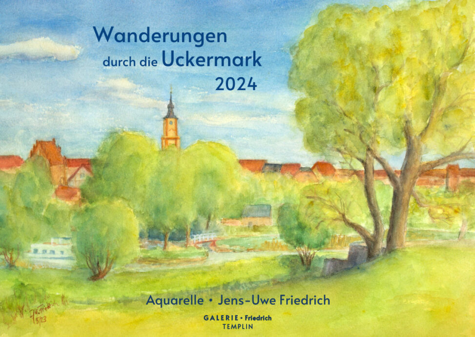 Kalender Din A3 - mit Aquarellen von Seen in der Uckermark