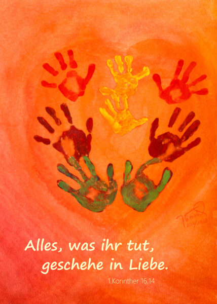 Aquarell zur Jahreslosung 2024 "Alles,was ihr tut, geschehe in Liebe."